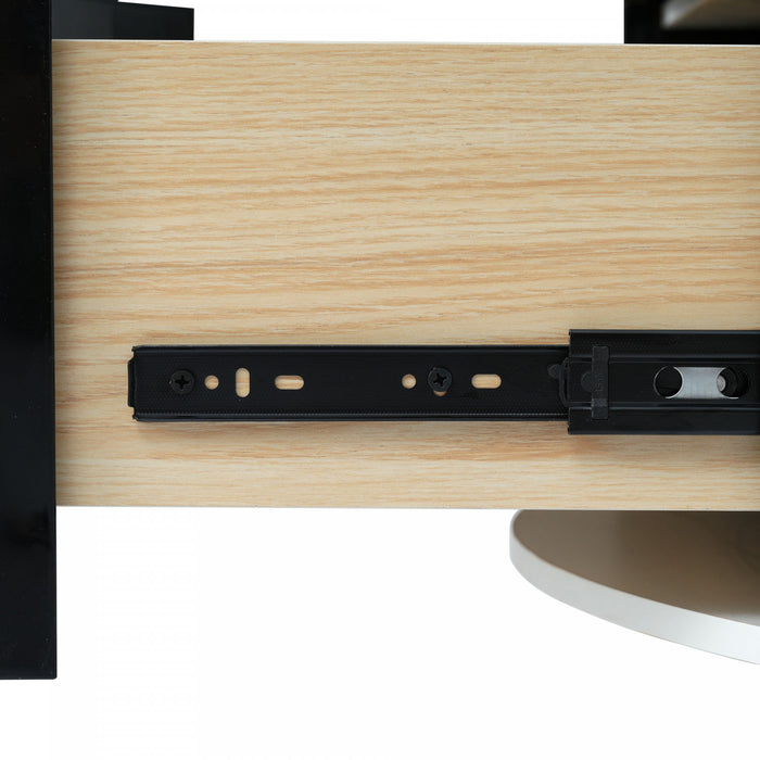 Nelson 31.5\" Modern Round Coffee Table With 2 Storage Drawers, Black