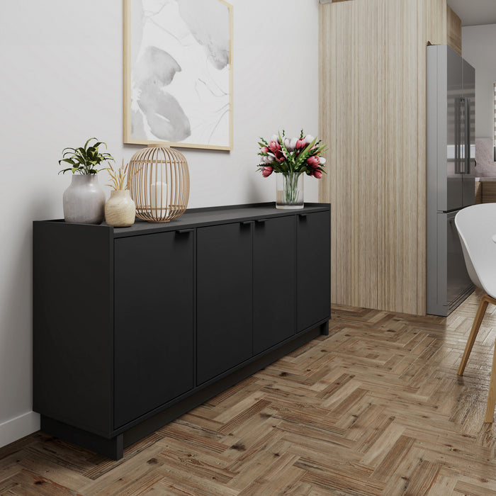 Prepac Simply Modern 4-Door Console Buffet - Black