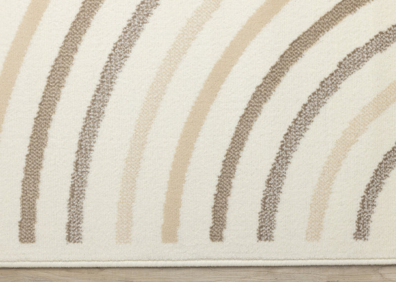 Forte Cream Beige Brown Curvy Lines Area Rug - 7'9\" x 10'6\"