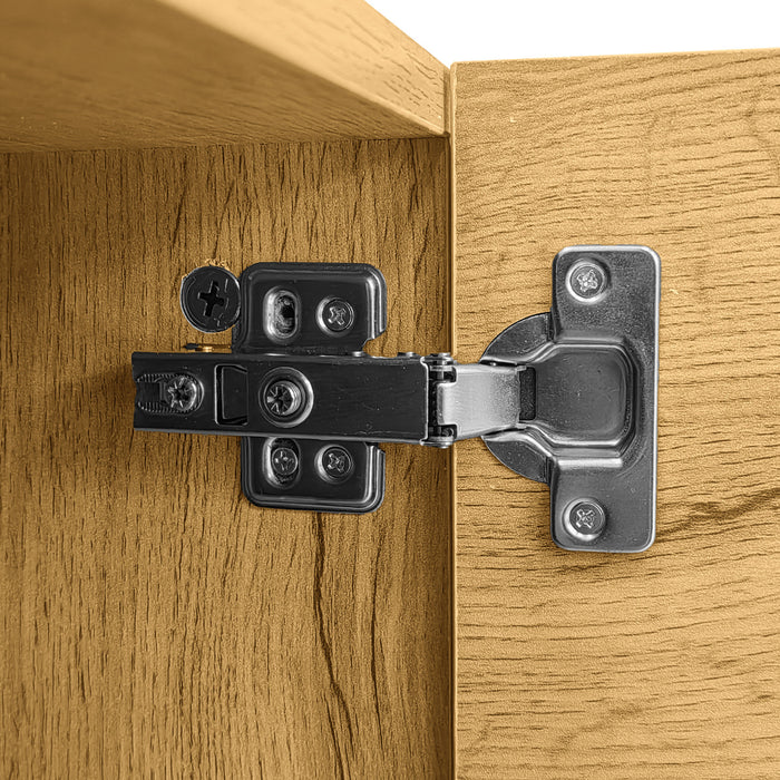 Dominic U-shaped Metal Legs Modern Tv Stand With 3 Doors And 2 Compartments,black/natural Tv Stand