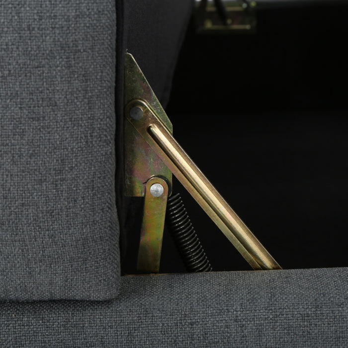 Haley Fabric Armless Loveseat With Hidden Storage And Wood Legs - Charcoal