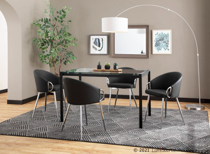 LumiSource Claire Faux Leather Contemporary Glam Dining Chair - Silver/Black