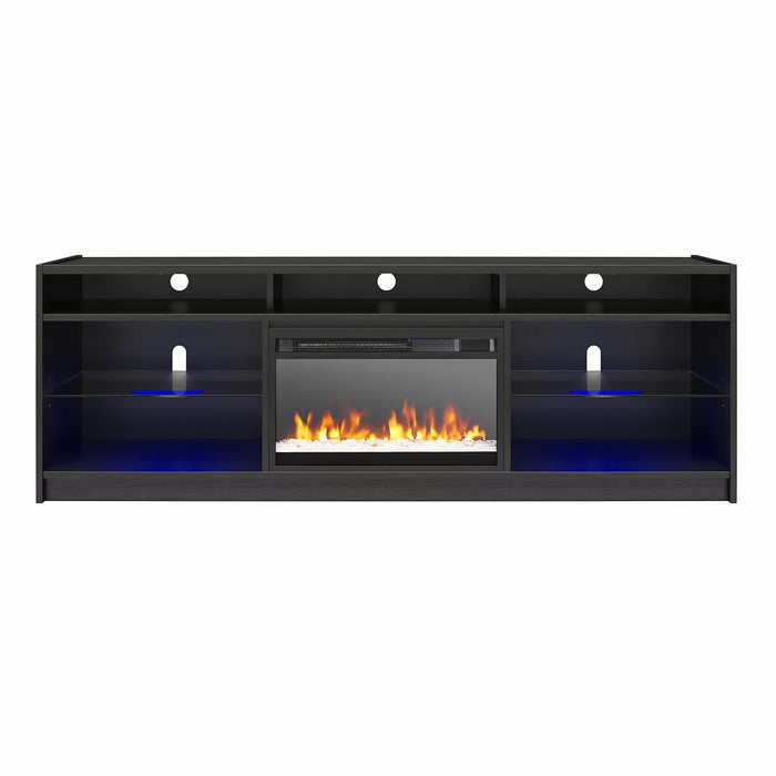 Ameriwood Home Luna Electric Fireplace TV Stand for TVs up to 75\" - Black Oak