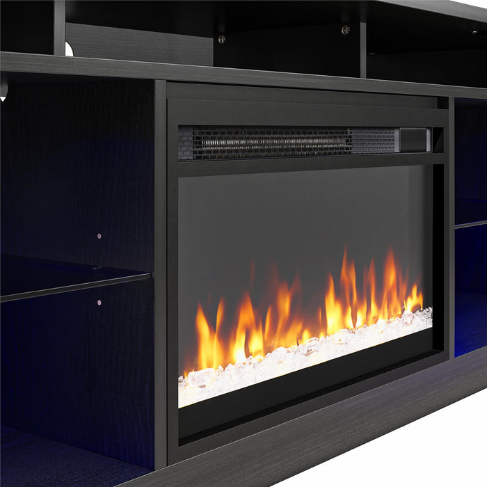 Ameriwood Home Luna Electric Fireplace TV Stand for TVs up to 75\" - Black Oak