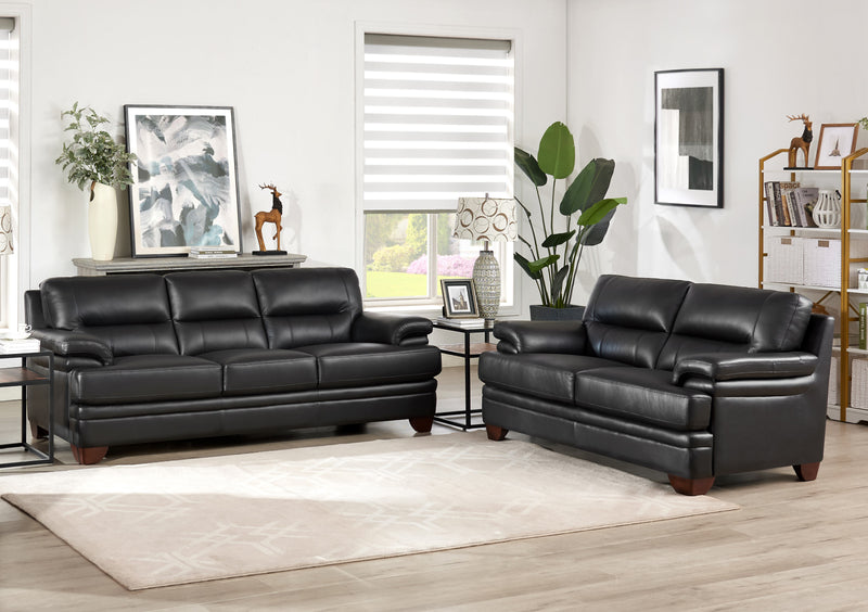 Hydeline Luxor Leather Loveseat - Black