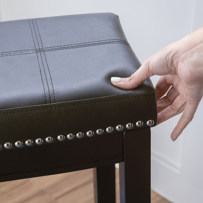 Claridge Faux Leather Backless Barstool - Black