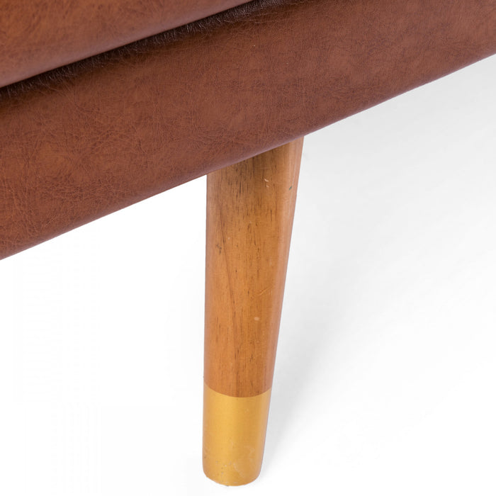 Aidan 3-seater Tufted Pu Leather Sofa With Rolled Pillows - Light Brown