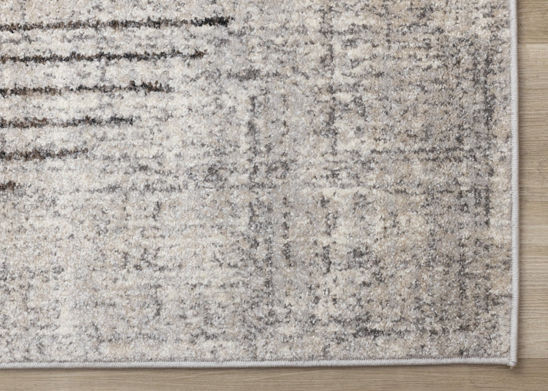 Solace Soft Low-Pile Grey White Merging Circles Area Rug - 6'7\" x 9'6\"