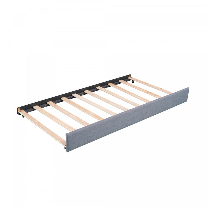 Tyler Linen-look Fabric Upholstered Daybed With Trundle And Storage, Twin Size, Grey