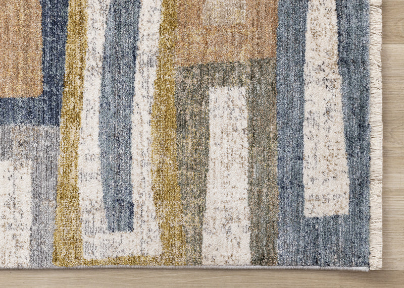 Macey Modern Grey Blue Red Sophisticated Area Rug - 7'10\" x 10'2\"