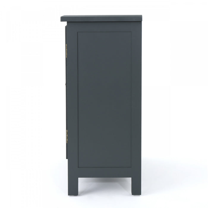 Joyce Solid Firwood Double Door Cabinet With Mirrored Finish,charcoal Grey Accent Cabinet