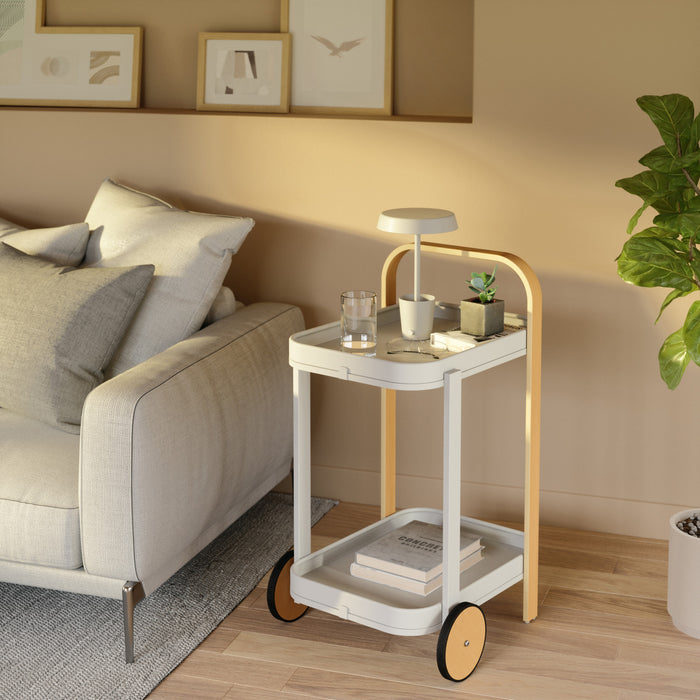 Umbra Modern Bellwood Steel Bar & Storage Cart - White and Natural