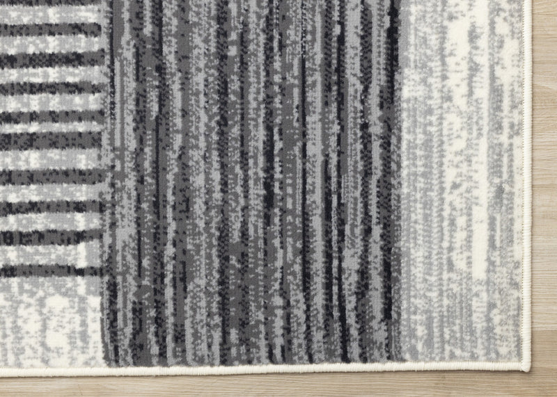 Forte White Grey Black Modern Striped Patches Area Rug - 7'9\" x 10'6\"