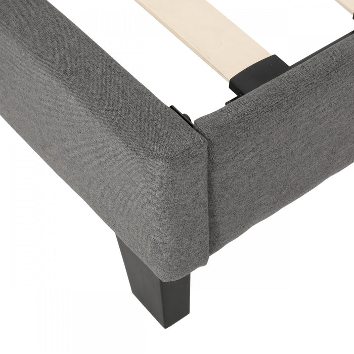 Lucia Upholstered Platform Bed Frame With Tufted Waffle Stitching,king Size,charcoal King Bed