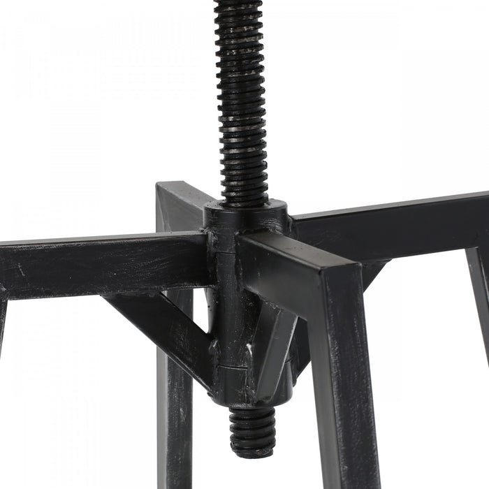 Denise Bar Stool With Swievl & Adjustable Wood Seat, Metal Frame - Antique Black