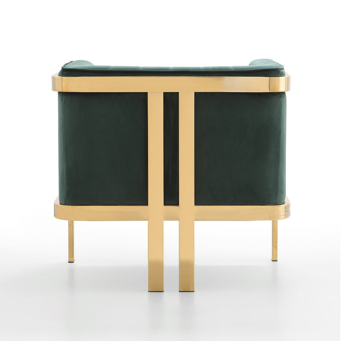 Manhattan Comfort Paramount Polished Brass Velvet Accent Armchair - Forest Green