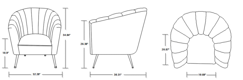 Manhattan Comfort Rosemont Velvet Accent Chair - Blue & Gold