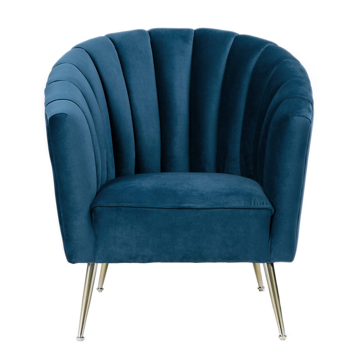 Manhattan Comfort Rosemont Velvet Accent Chair - Blue & Gold