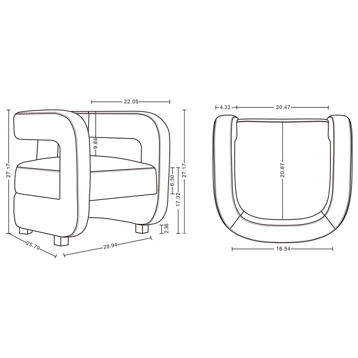 Manhattan Comfort Modern Amirah Velvet Accent Chair - White