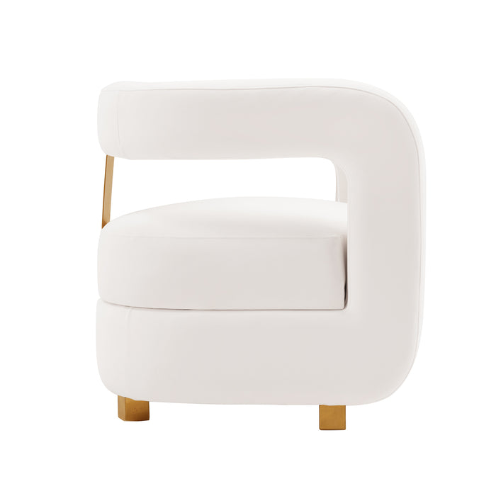Manhattan Comfort Modern Amirah Velvet Accent Chair - White