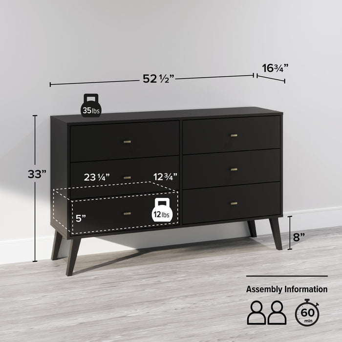 Milo 6-Drawer Dresser - Black
