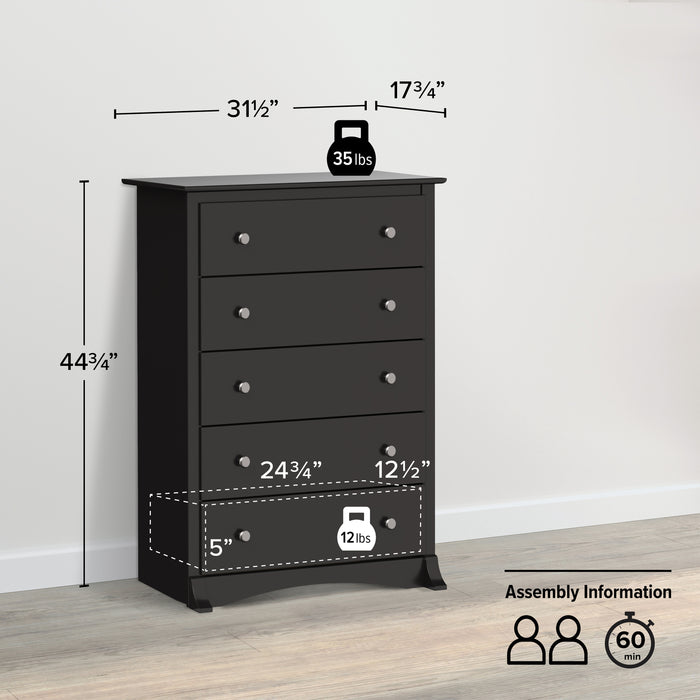 Jade 5-Drawer Chest - Black