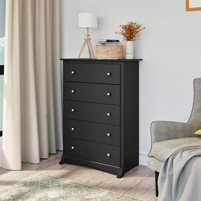 Jade 5-Drawer Chest - Black