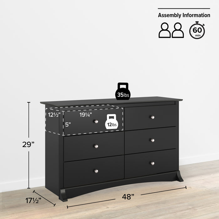 Jade Kids 6-Drawer Dresser - Black