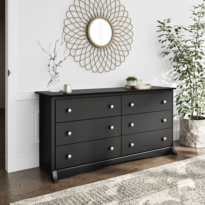 Jade 6-Drawer Dresser - Black
