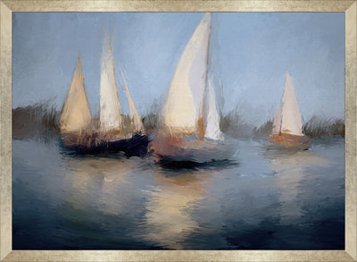 Boats Sailing Framed Linen Finish Art - 22" x 30" | Œuvre d’art encadrée au fini lin « Boats Sailing » - 22 po x 30 po