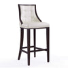 Manhattan Comfort Fifth Avenue 45\" Beech Wood Barstool - Pearl White & Walnut