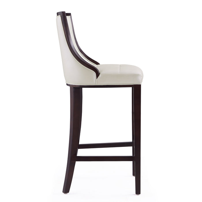 Manhattan Comfort Fifth Avenue 45\" Beech Wood Barstool - Pearl White & Walnut