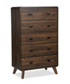 Cami Bedroom Chest of Drawers, 5-Drawer, Mid-Century Modern, 31.5\"W x 50\"H – Brown