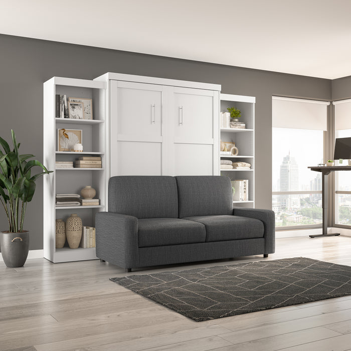 Bestar Pur Queen 10-Shelf Murphy Bed with Sofa - White