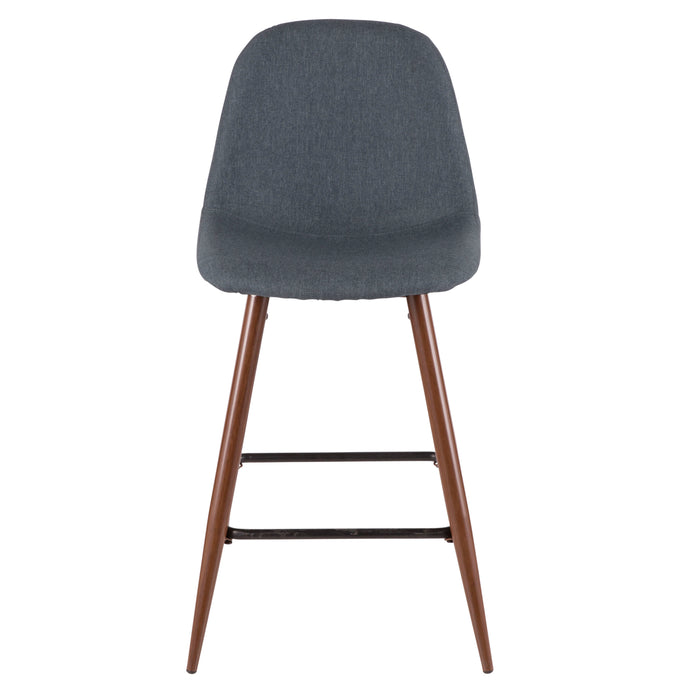 LumiSource Pebble Blue Fabric Mid-Century Modern Counter-Height Stool - Set of 2