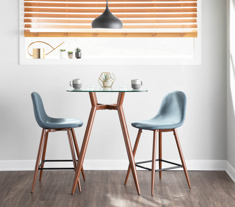 LumiSource Pebble Blue Fabric Mid-Century Modern Counter-Height Stool - Set of 2