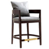 Manhattan Comfort Ritz 34\" Beech Wood Counter Height Barstool - Grey & Dark Walnut