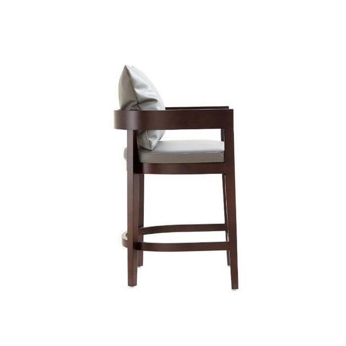 Manhattan Comfort Ritz 34\" Beech Wood Counter Height Barstool - Grey & Dark Walnut