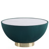 Manhattan Comfort Modern Anderson Coffee Table Upholstered Leatherette with Ceramic Faux Marble Tabletop - Green