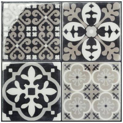 Smart Tiles Peel and Stick 4-Sheet 9 x 9 Backsplash - Vintage Arezzo|Dosseret Smart Tiles peler et coller 9 x 9, 4 feuilles - Vintage Arezzo