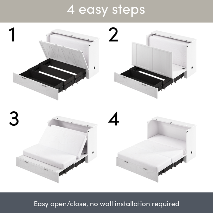 Key West Cabinet Bed With Tri-Fold Mattress - White Oak - Full Size