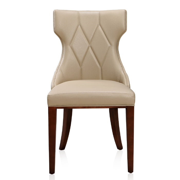 Manhattan Comfort Set of 2 Reine Faux Leather Dining Chairs - Cream & Walnut