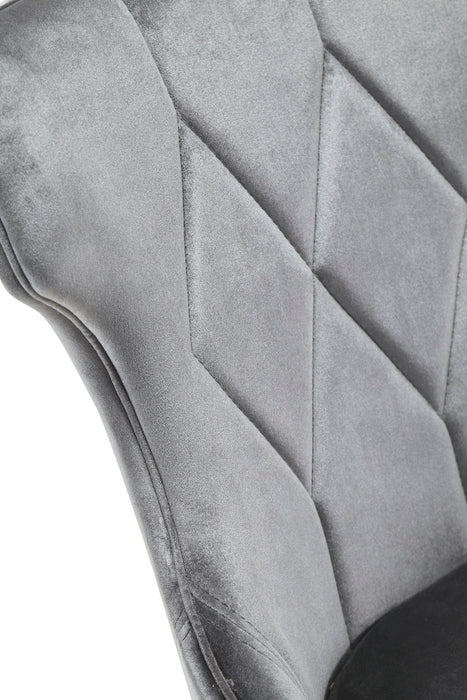 Manhattan Comfort Set of 2 Reine Velvet Dining Chairs - Grey & Walnut