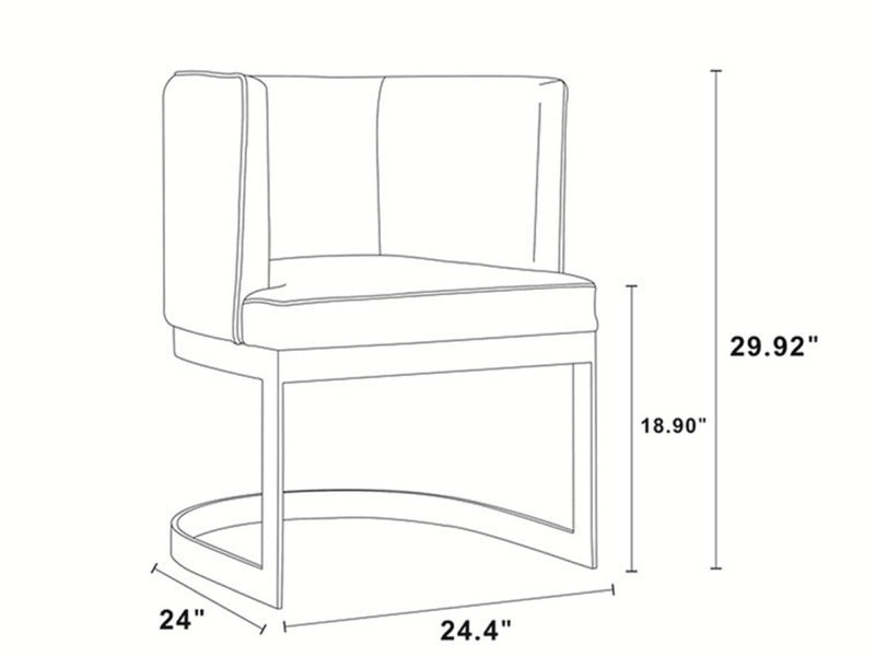 Manhattan Comfort Aura Velvet Dining Chair - Blush & Polished Brass