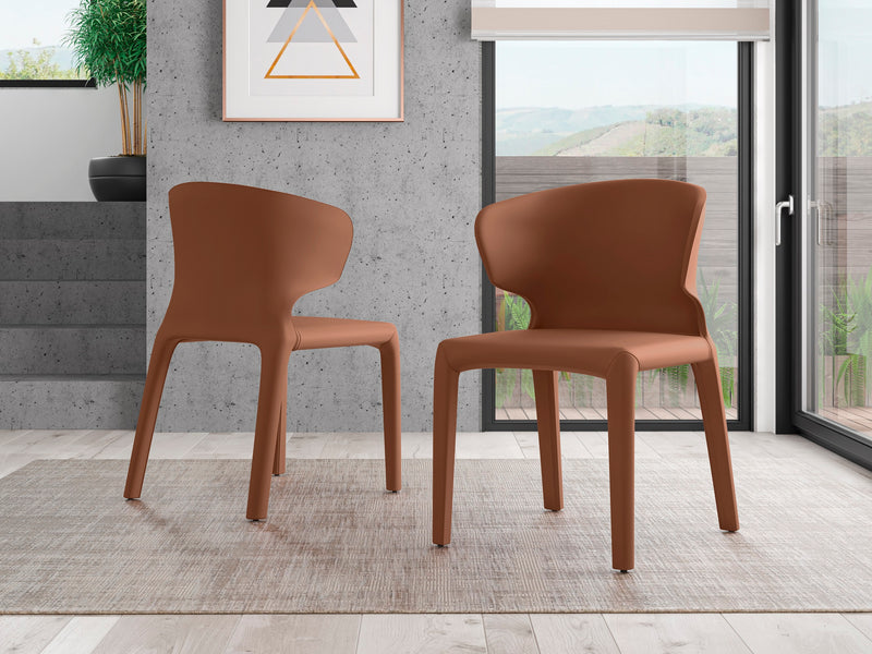 Manhattan Comfort Set of 2 Conrad Faux Leather Dining Chairs - Saddle