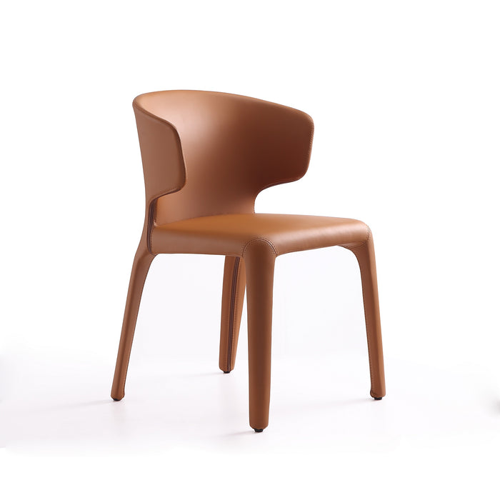 Manhattan Comfort Set of 2 Conrad Faux Leather Dining Chairs - Saddle