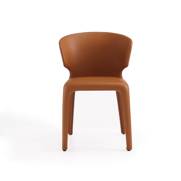 Manhattan Comfort Set of 2 Conrad Faux Leather Dining Chairs - Saddle