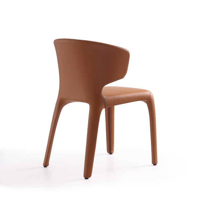 Manhattan Comfort Set of 2 Conrad Faux Leather Dining Chairs - Saddle