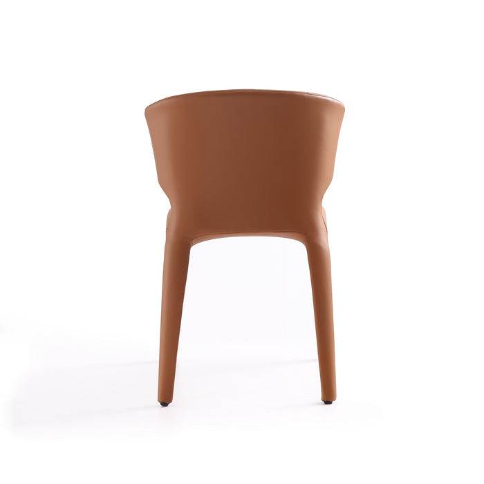 Manhattan Comfort Set of 2 Conrad Faux Leather Dining Chairs - Saddle