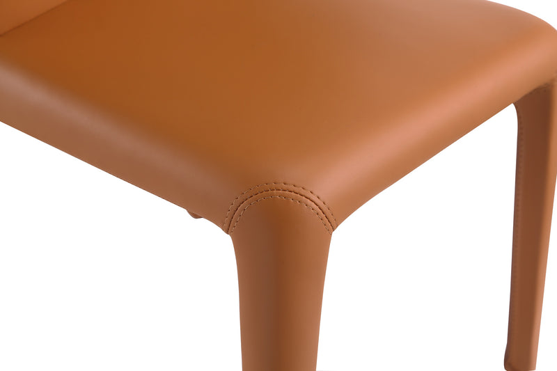 Manhattan Comfort Set of 2 Conrad Faux Leather Dining Chairs - Saddle